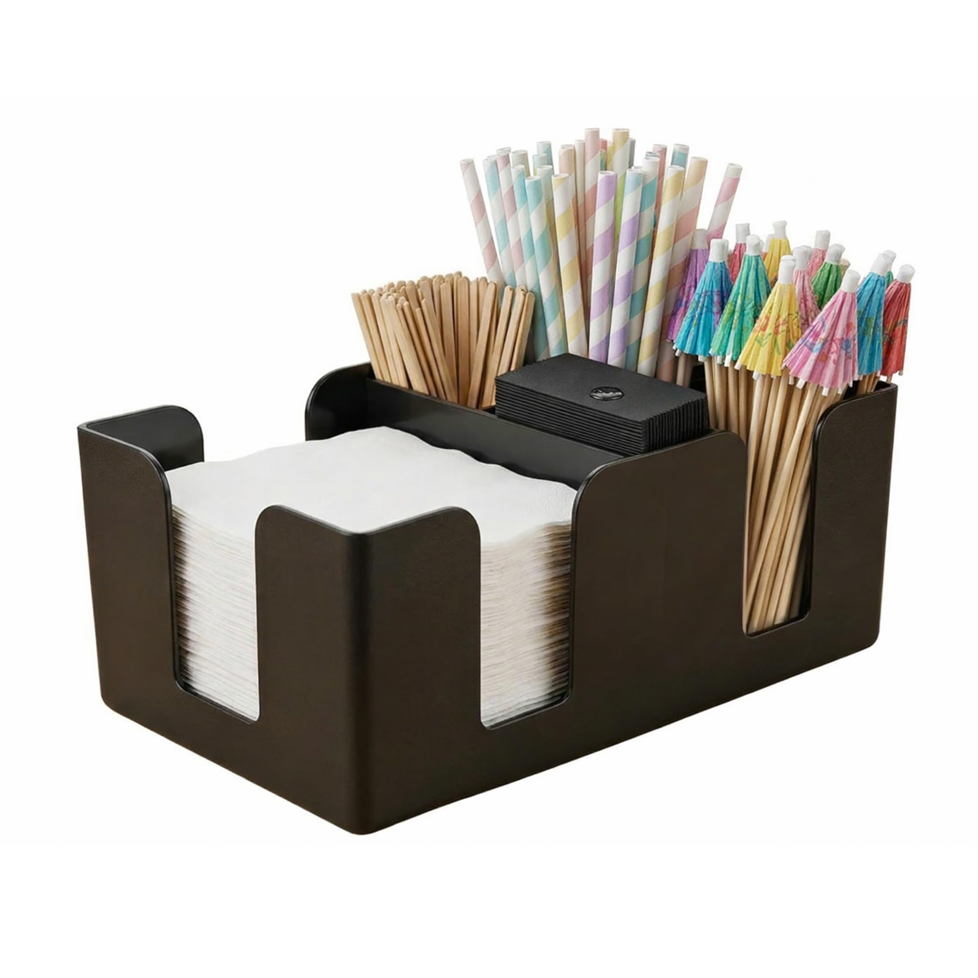 Chabrias Ltd Single Plastic Classic Bar Caddy Black, Bar Storage, Bar Organiser, Bar Condiment Caddy, Napkin Holder, Straw Holder