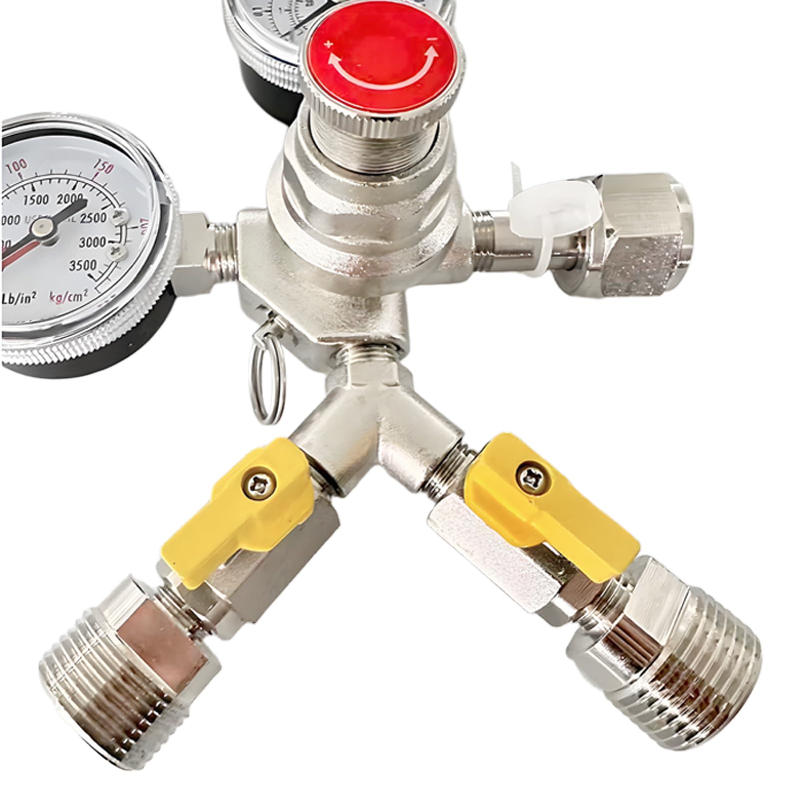 Reducteur de Pression, Détendeur Bière en Laiton avec Manomètres Doubles Régulateur de Pression CO2 avec Filetage D'entrée W 21,8 Filetage à Droite 1/14 Filetage Extérieur G3/4 pour Brassage de Bière