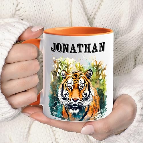 Miniatura 5 de Taza de café personalizada de tigre Elige el nombre para papá, mamá, amigos Cumpleaños Taza personalizada de animal de 11 onzas Taza de viaje