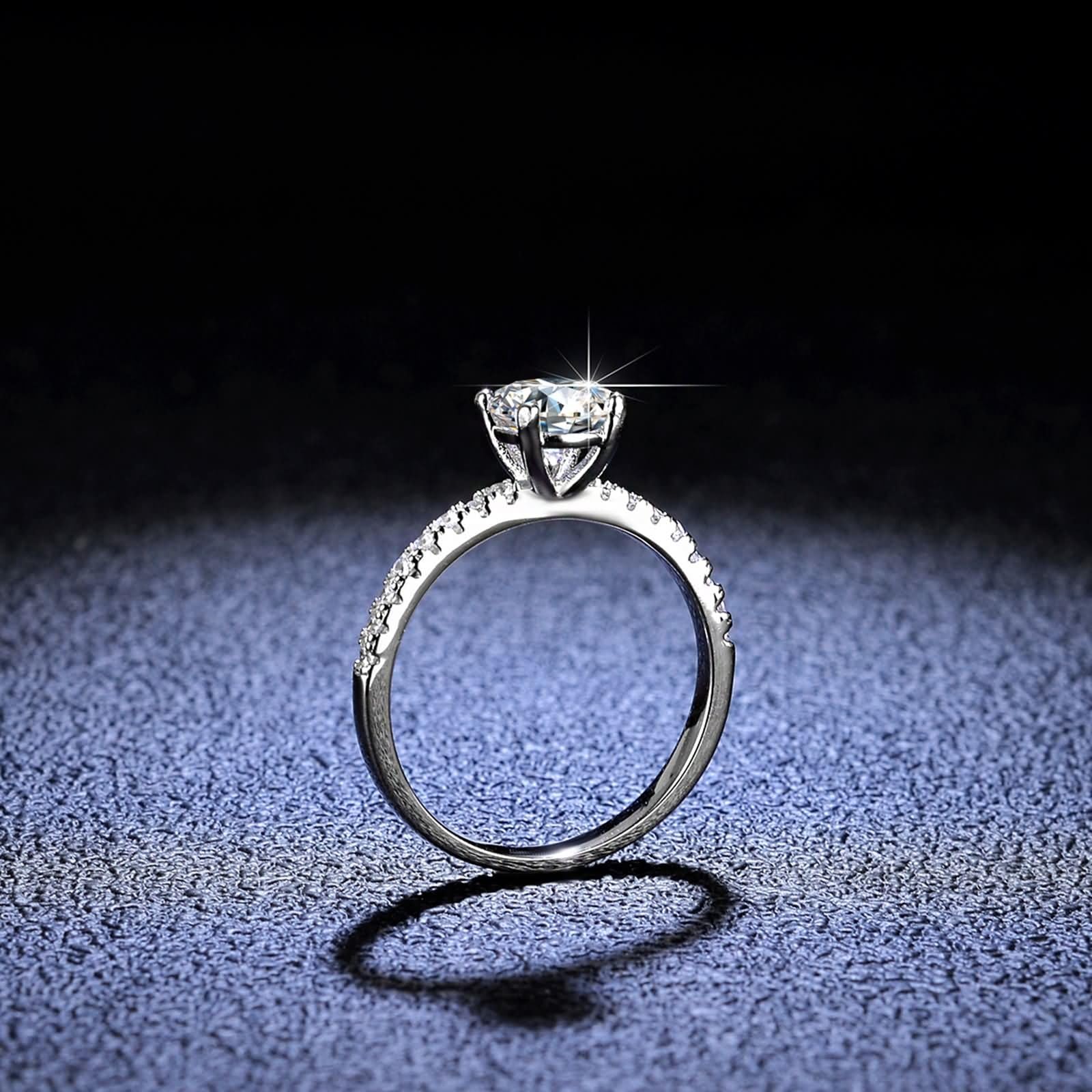 Anillos de oro para mujer, moissanite, 1 ct, oro blanco, solitario, anillos de boda, oro real para mujer