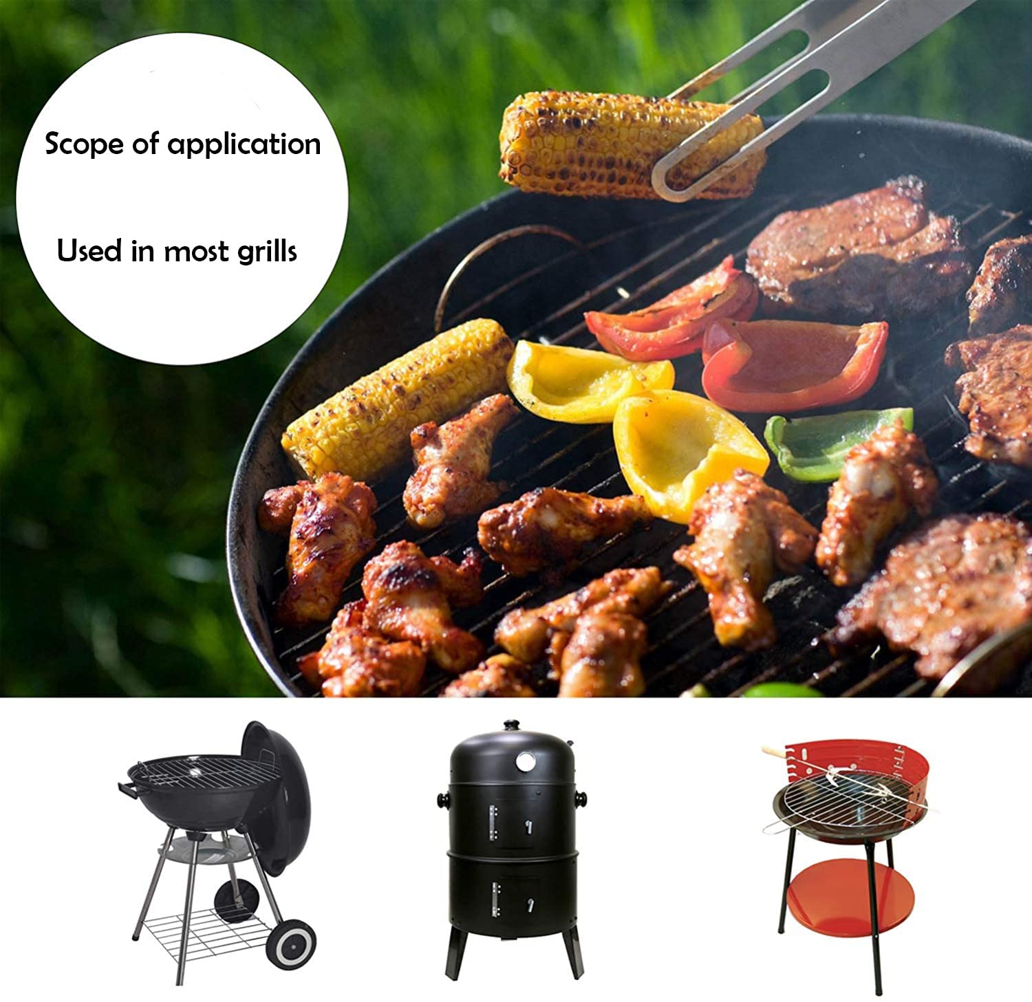 AWSAD Funda Barbacoa Exterior Impermeable Funda Protectora BBQ Redonda Cubierta para Barbacoa Anti-Lluvia, Anti-Nieve, Anti-Polvo, se Adapta a La Mayoría de Las Parrillas
