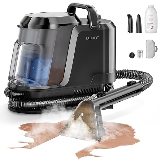 Uwant Carpet Cleaner Machine with Steam&Hot&Cold Water System 18Kpa Powerful Suction Upholstery Cleaner Machine with Textile Cleaner for Pets, Carpet Steam Cleaner with Specialty Tools for Cars