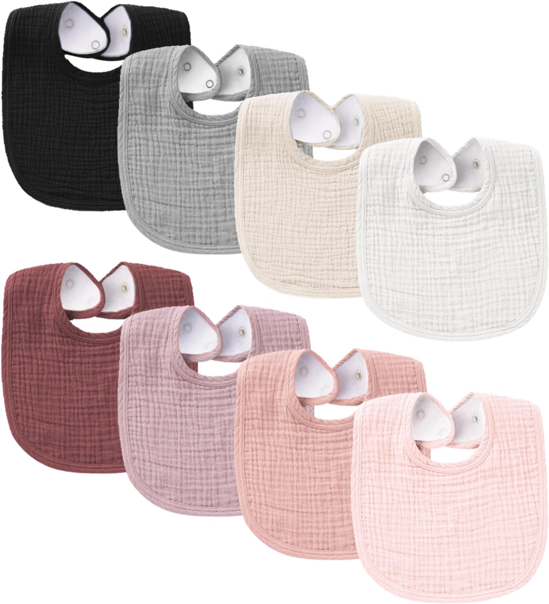 Konssy Muslin Baby Bibs 8 Pack Baby Bandana Drool Bibs Cotton for Unisex Boys and Girls, Soft Absorbent Set for Teething and Drooling