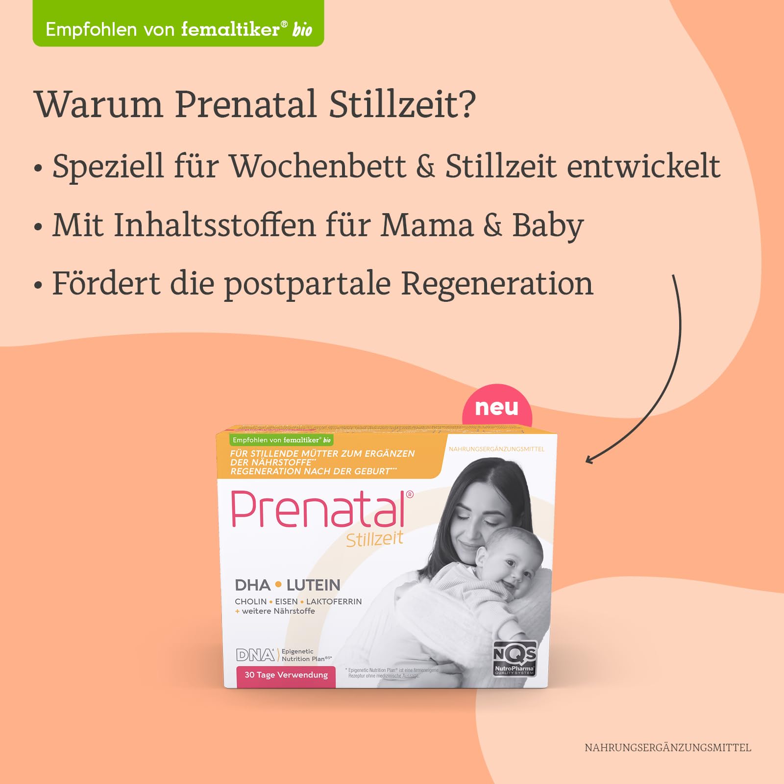 Nahrungsergänzungsmittel für Stillende Mütter | DHA Lutein Cholin Laktoferin Eisen und Vitaminen | Stillzeit