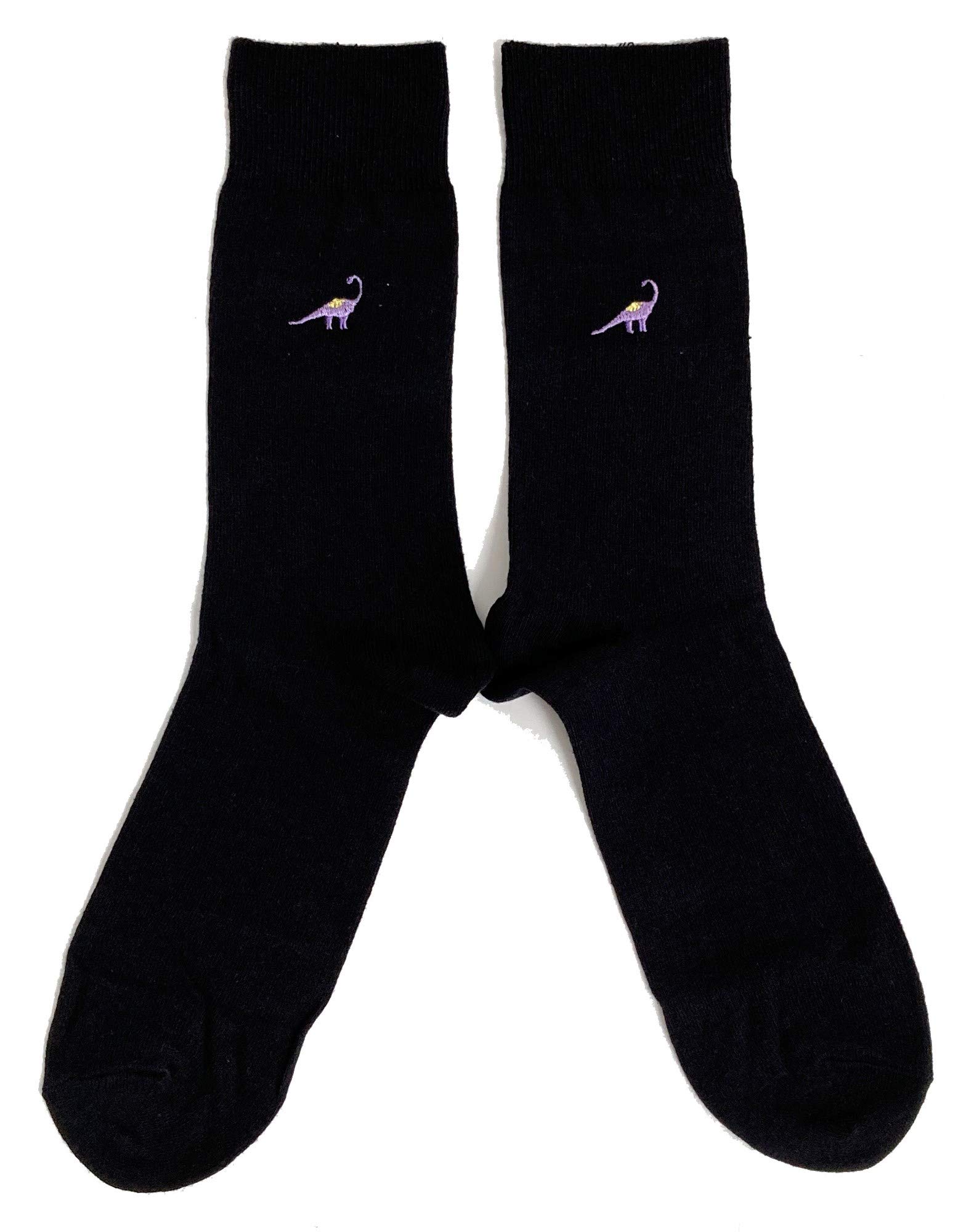 Mens Brachiosaurus Dinosaur Purple & Black Socks 6-11 UK / 39-45 Eur / 7-12 US