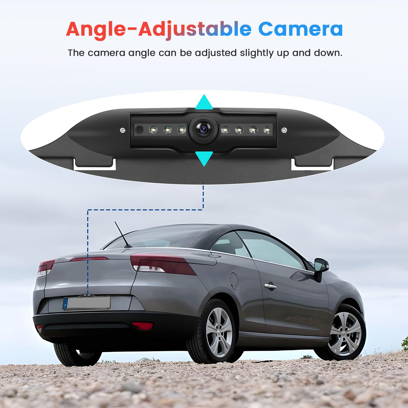 Kennzeichenrahmen EU Rückfahrkamera 7LED Wasserdicht Nachtsicht Weitwinkel Full HD 1080P Einstellbarer Winkel