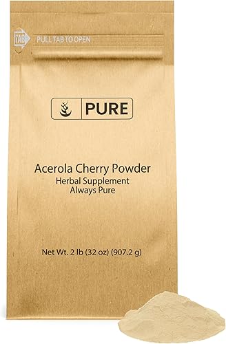 Pure Original Ingredients Acerola Cherry Powder (2 libras), sin OMG, sin gluten, embalaje ecológico (2 libras)