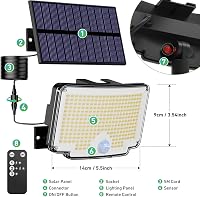 nipify 2db Napelemes Kültéri Lámpa Mozgásérzékelővel, 310 LED, 3 Mód, Távirányítóval, IP65 Vízálló 8