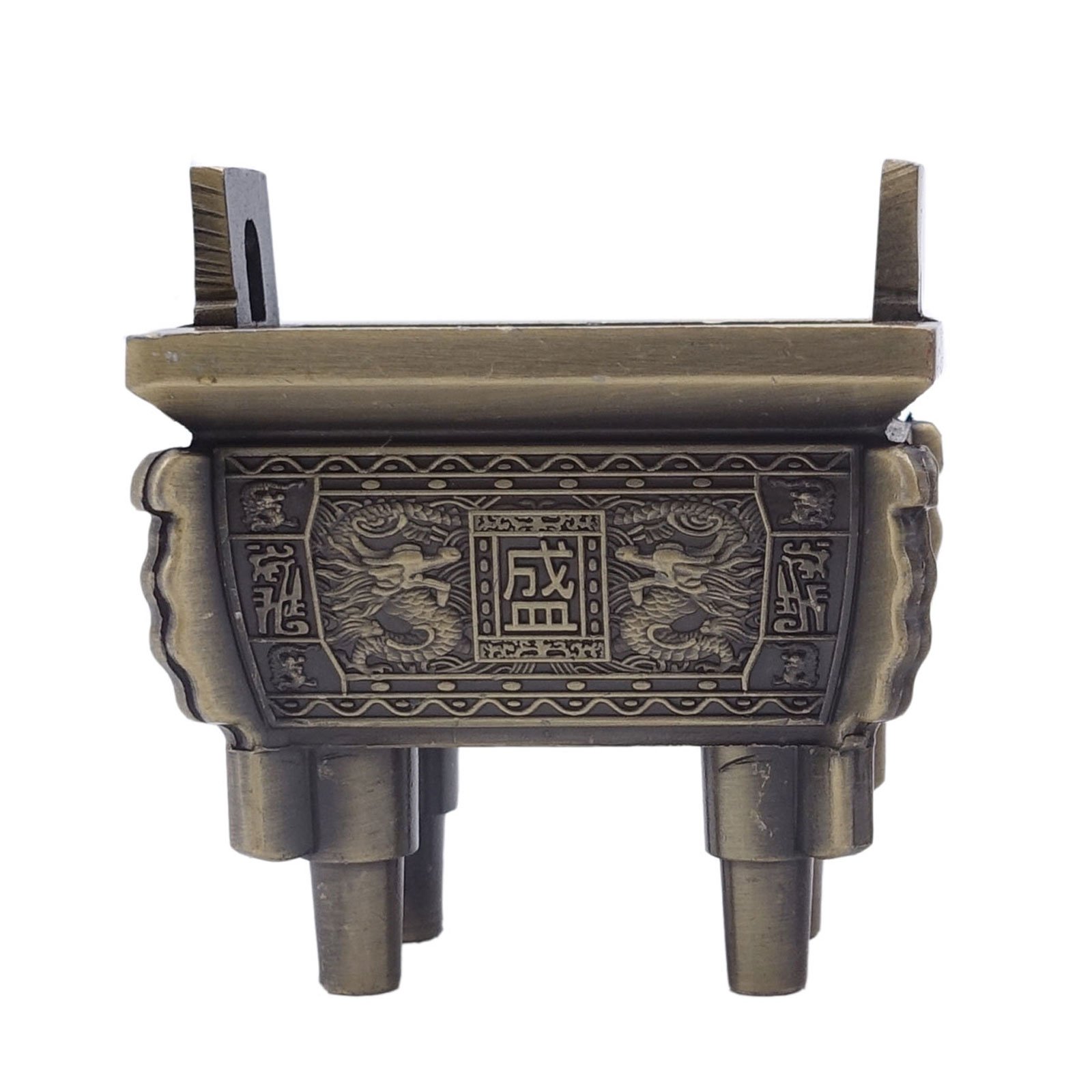 TrendBox Model A - Mini Vintage Design Ding Sheng Bronze Tripod Incense Cone Coil Stick Burner Holder Ash Catcher Chinese Traditional Style Buddhist Washable
