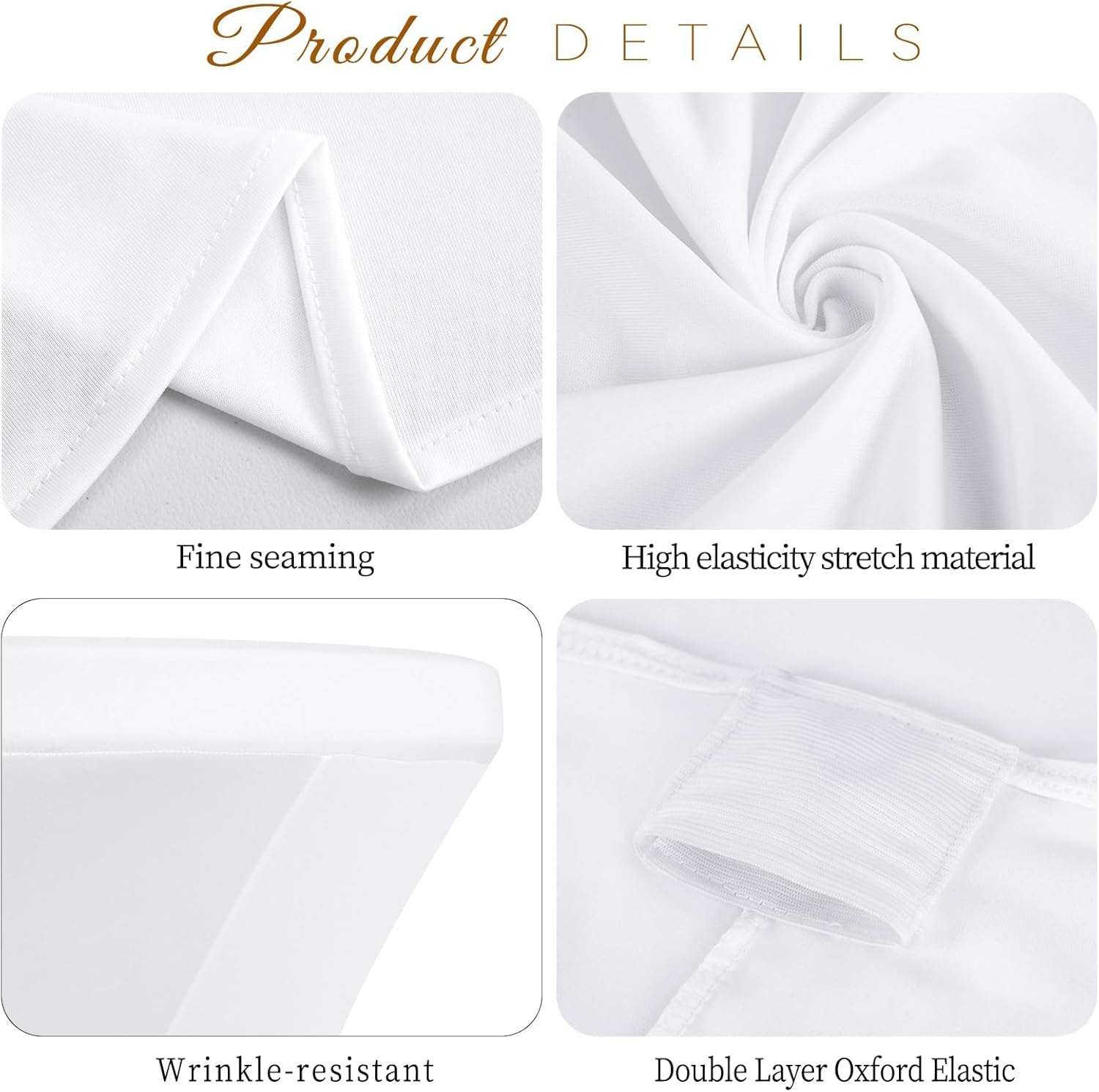 6 Pack Spandex Cocktail Table Covers,Suitabled for 32 "X43 High Top Cover Round Tables, Cocktail Round Tablecloth, Suitable for Weddings, Bars,Parties, Banquets (White)