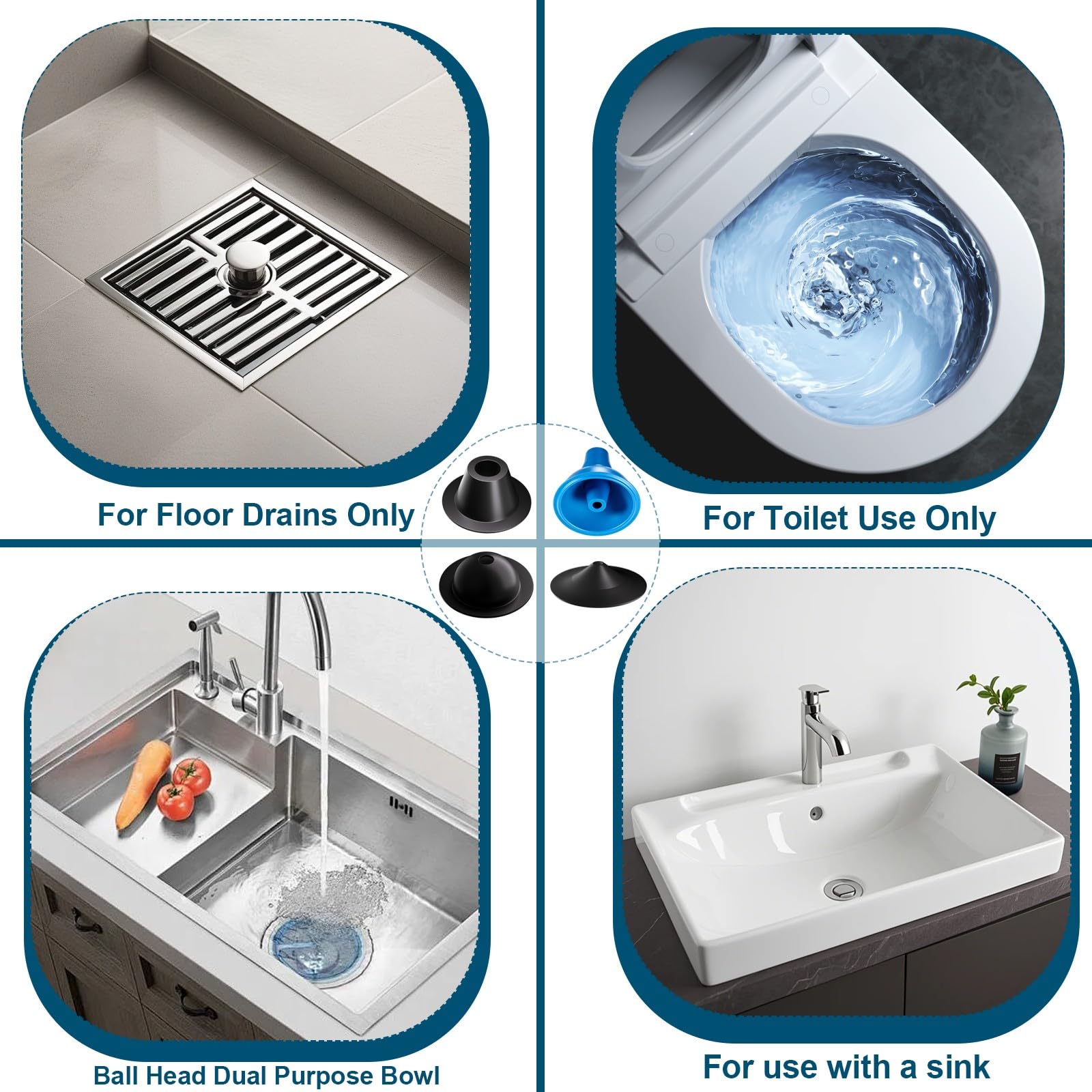 Druckluft Rohrreinigerm, Pressluft Rohrreiniger mit 4 Saugnäpfe, Toiletten | Abflussreiniger pumpe mit Luftdruckanzeige für Spüle, Boden, Badewanne, Rot und Silber