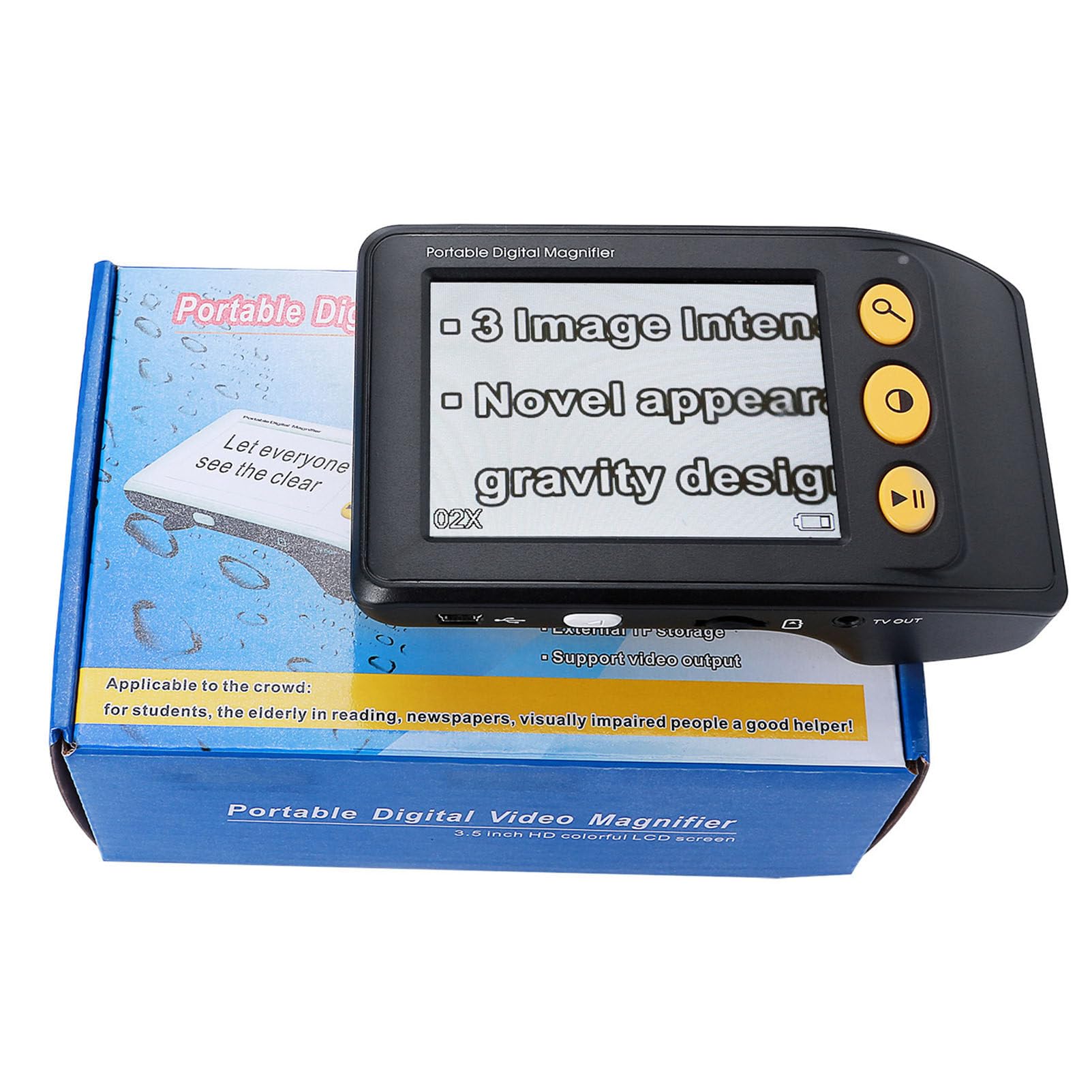 Handheld elektroniczne pomoce czytania, cyfrowa lupa wideo, powiększenie 2-25x 8 trybów kolorów 3,5-calowe przenośne cyfrowe powiększanie dla niskiej wizji, dzieci, seniorów,Black