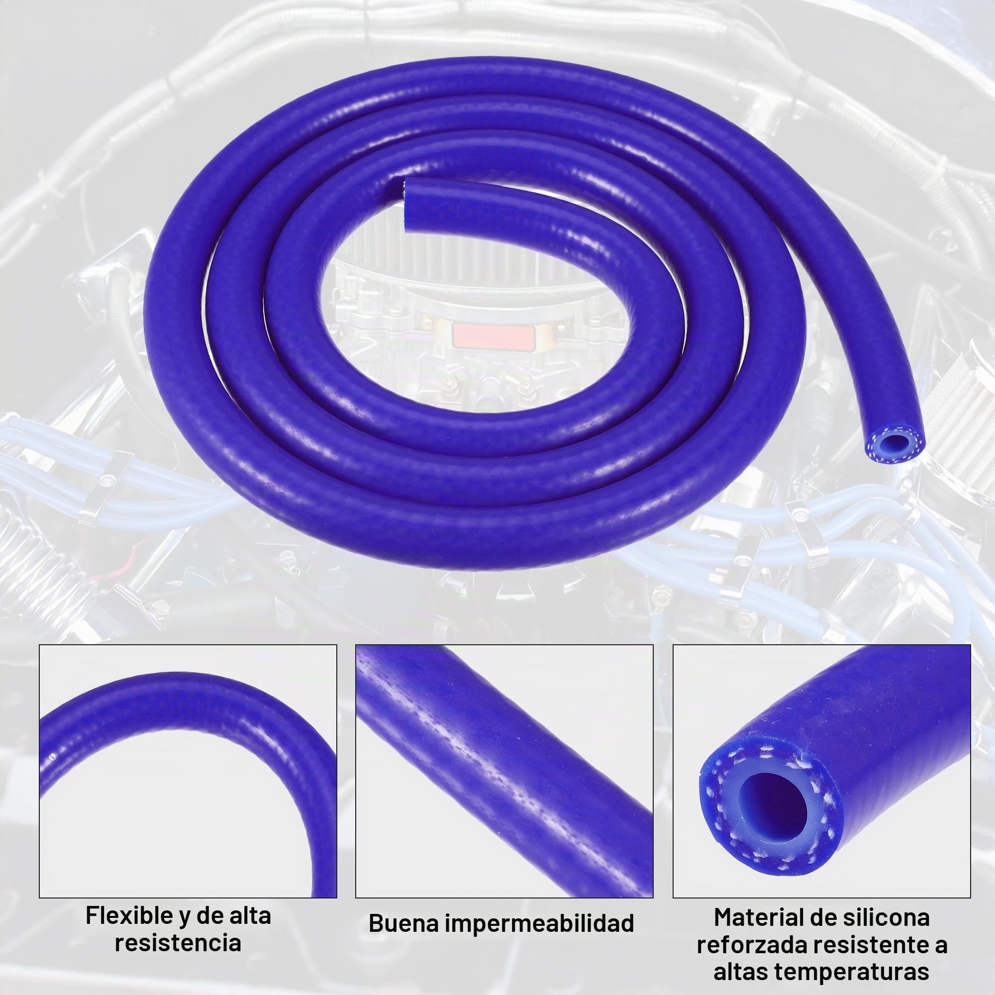 QUARKZMAN Tubo de Silicona de Vacío Manguera Línea Azul ID 8 mm 4.92 Pies Longitud
