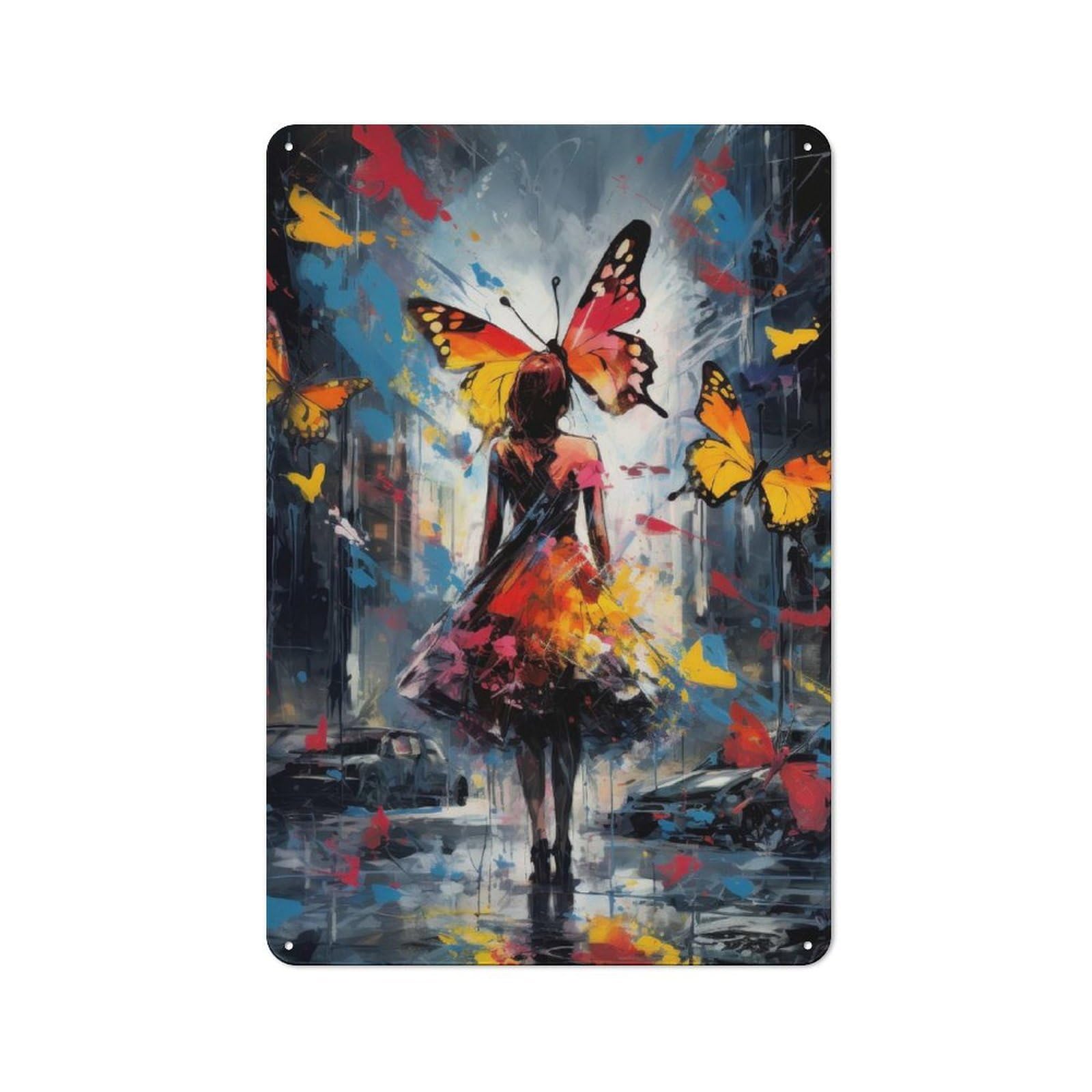 Junmoney Girls Style-5 Lost Butterfly Rustic Metal Sign 30X20cm For Garden Room Or Summerhouse, For Themed Interiors In Garden Rooms And Summerhouses
