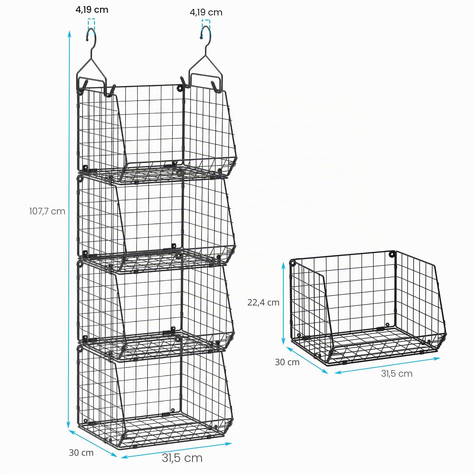 4 Etagen faltbar Kleiderschrank Veranstalter, Kleidung Regale mit 5 S Haken, Wandmontage & Schrank Draht Lagerung Korb Bins, für Kleidung Pullover Schuhe Handtaschen Clutches Zubehör Patent Des