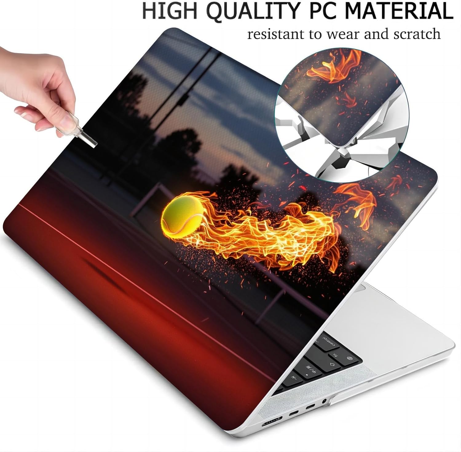 Compatible with MacBook Neo 13-inch, Hard Shell Case with Keyboard Cover and Screen Protector (A3404 A18 Pro chip, 2026 Release) - Tennis MC21752