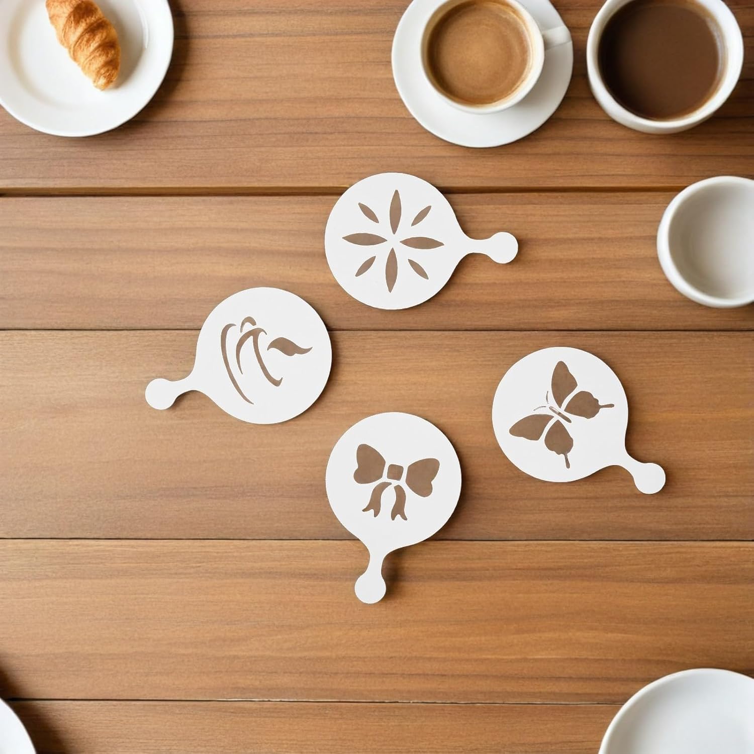 8pcs Latte Decorating Stencil for Cappuccino Drawing, PP Metallic