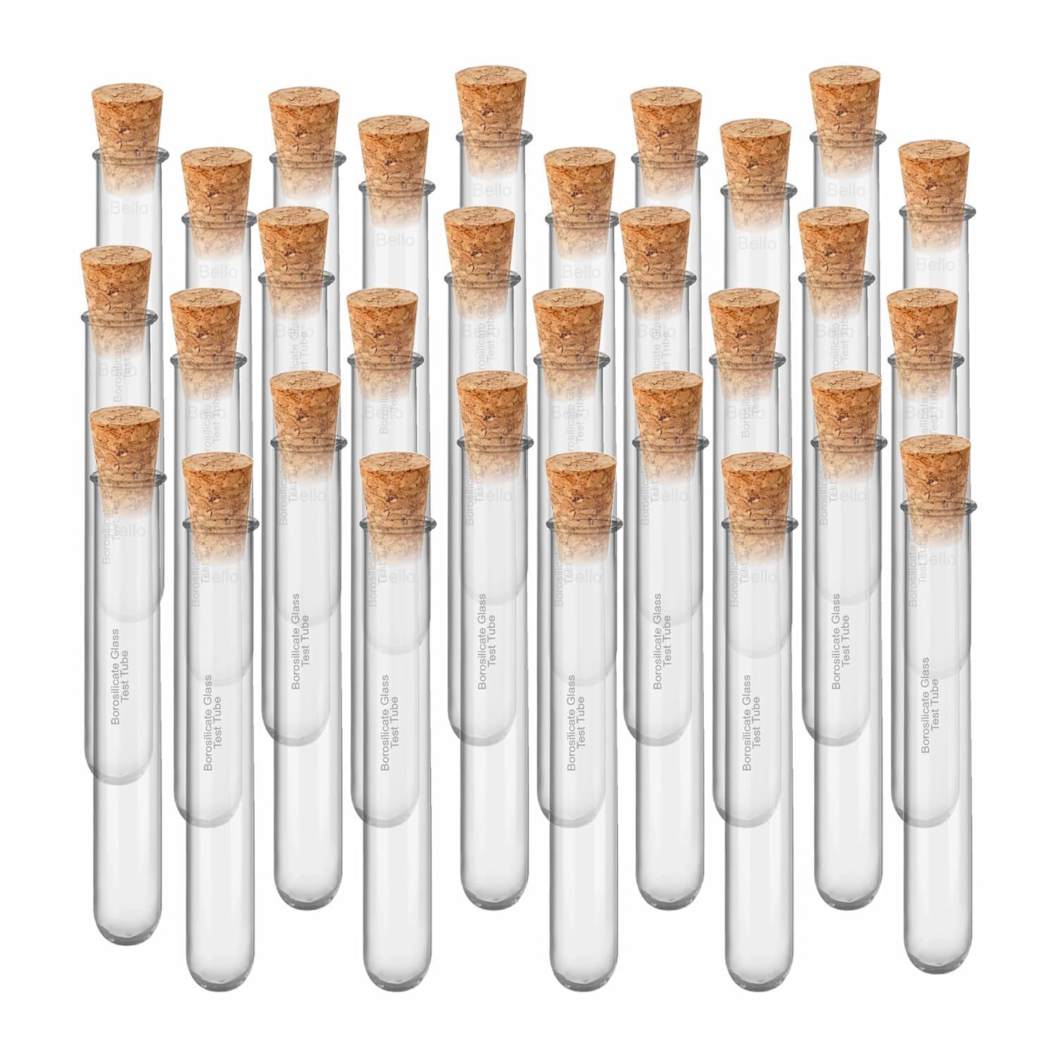 Bello Borosilicate Glass Test Tube 15X125 With Wooden Cork Stopper Set Of (30 Test Tube, 30 Cork) for School College Lab Laboratory, Plants Scientific Experiments Etc.-image-45