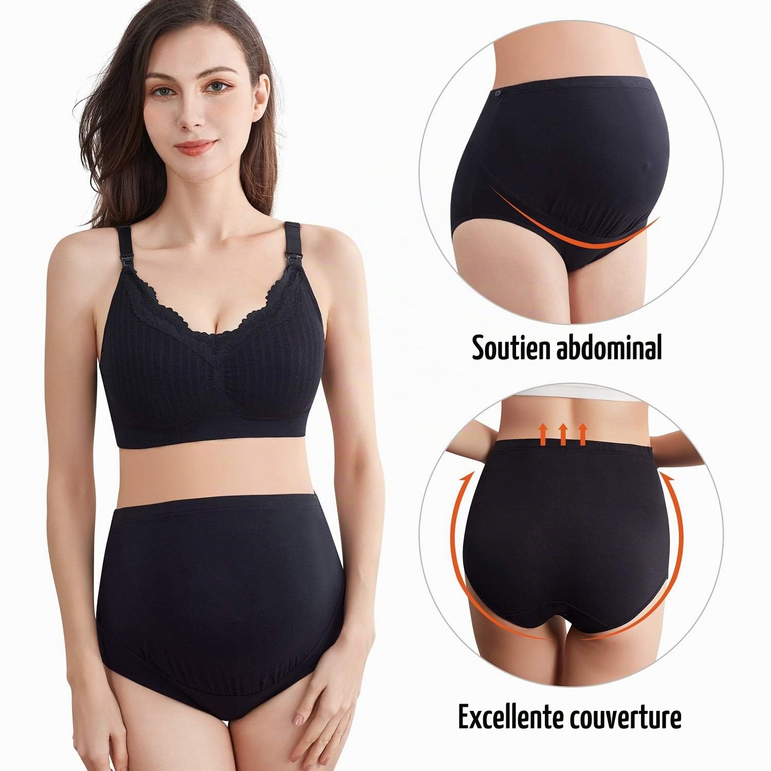 Mama Cotton Women's Over The Bump Maternity Panties High Taist Couverture complète de Grossesse Multi -Weary Multi-Pack (S-4XL)