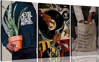 Black Men Canvas Wall Art Set of 3 Fashion African American Black Man Pr...