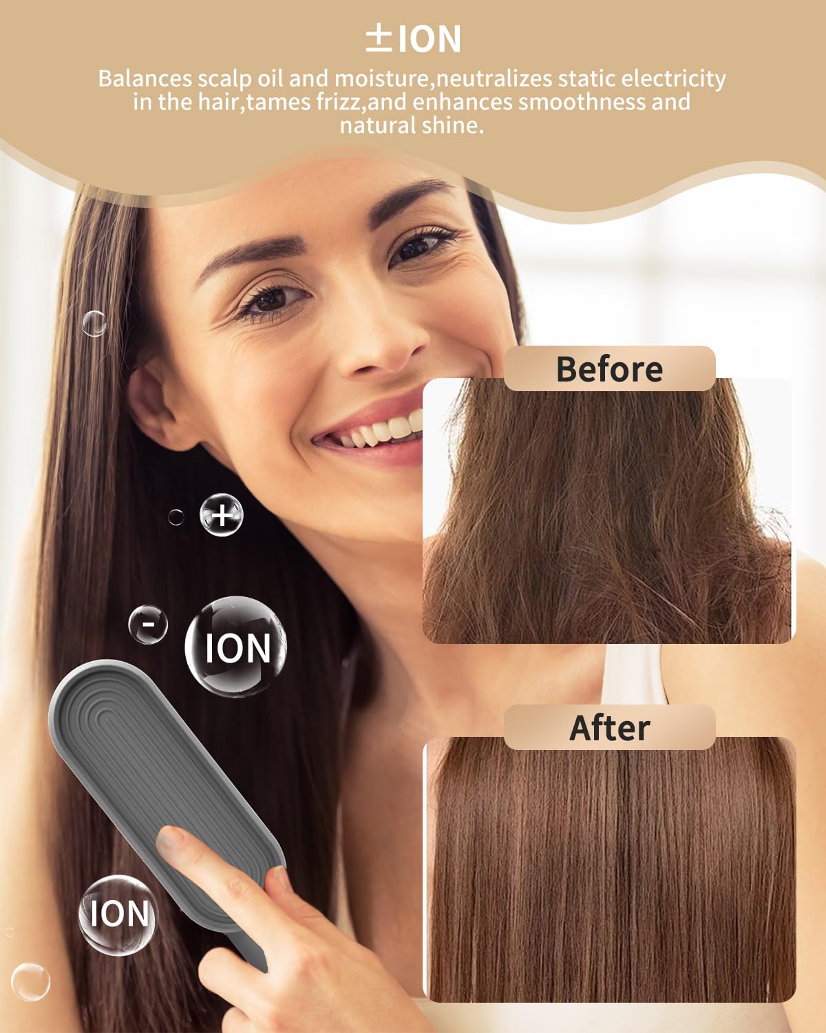 Spazzola Fototerapia Crescita Capelli 4 in 1, Cura Cuoio Capelluto con Luce LLLT 630nm 460nm 850nm, RF EMS ION, Pettine Laser per Ricrescita Capelli