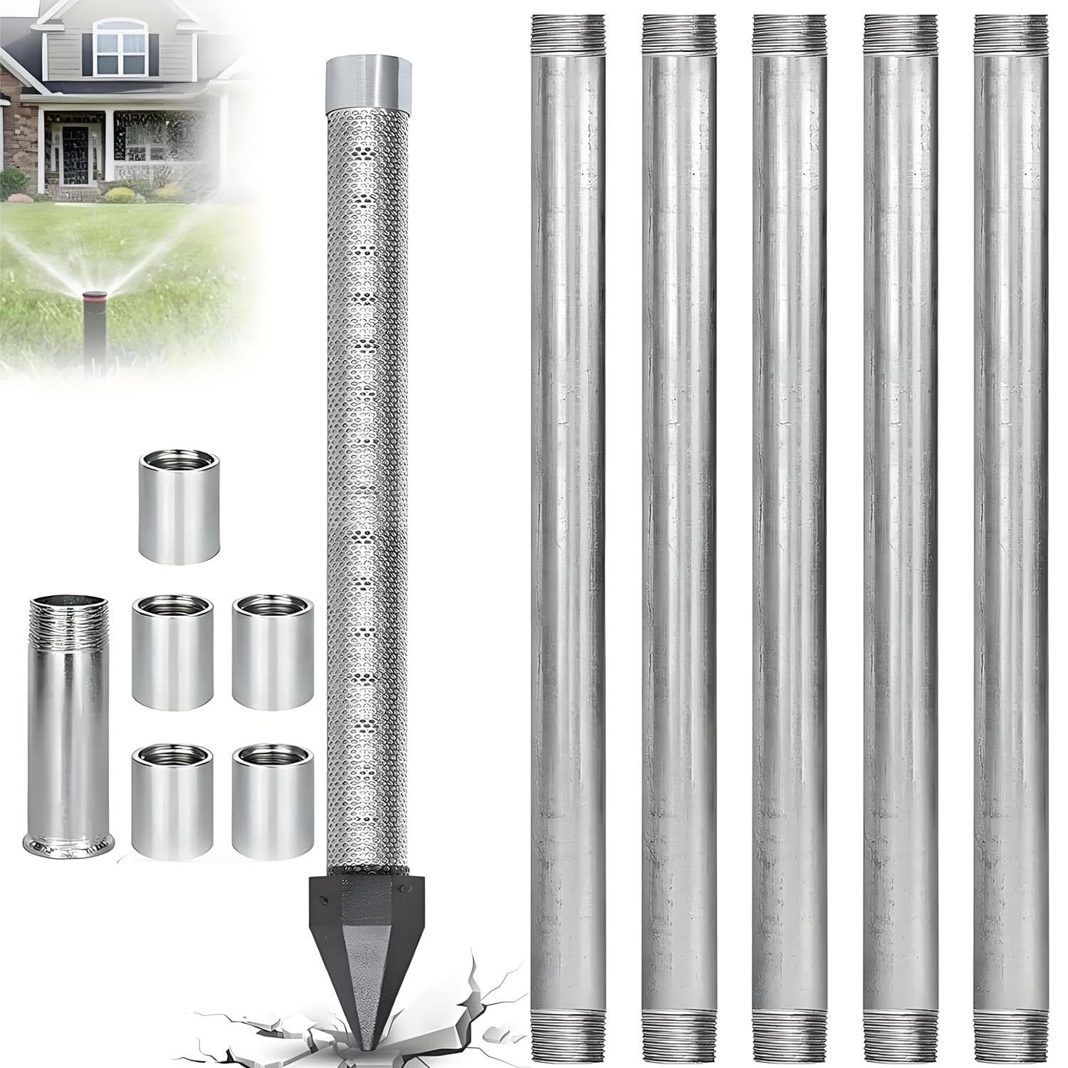 COAKUE Heavy Duty Sand Point Well Kit, DIY Water Well Drilling Kit 5+1Kit
