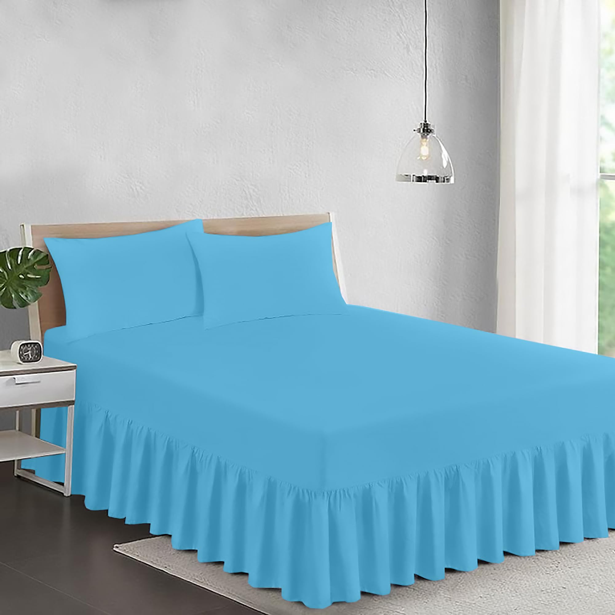 Ray Bedding Valance Double Fitted Sheet 100% Egyptian Cotton 400 Thread Count Frill Bed Sheets Double Super Soft Breathable & Luxury Deep Fitted Base Valance Sheets โ image 1