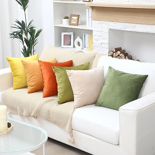 Miniatura 7 de Paquete de 6 fundas de almohada decorativas de terciopelo, fundas de almohada cuadradas y suaves, fundas de cojín para sofá, cama, automóvil,