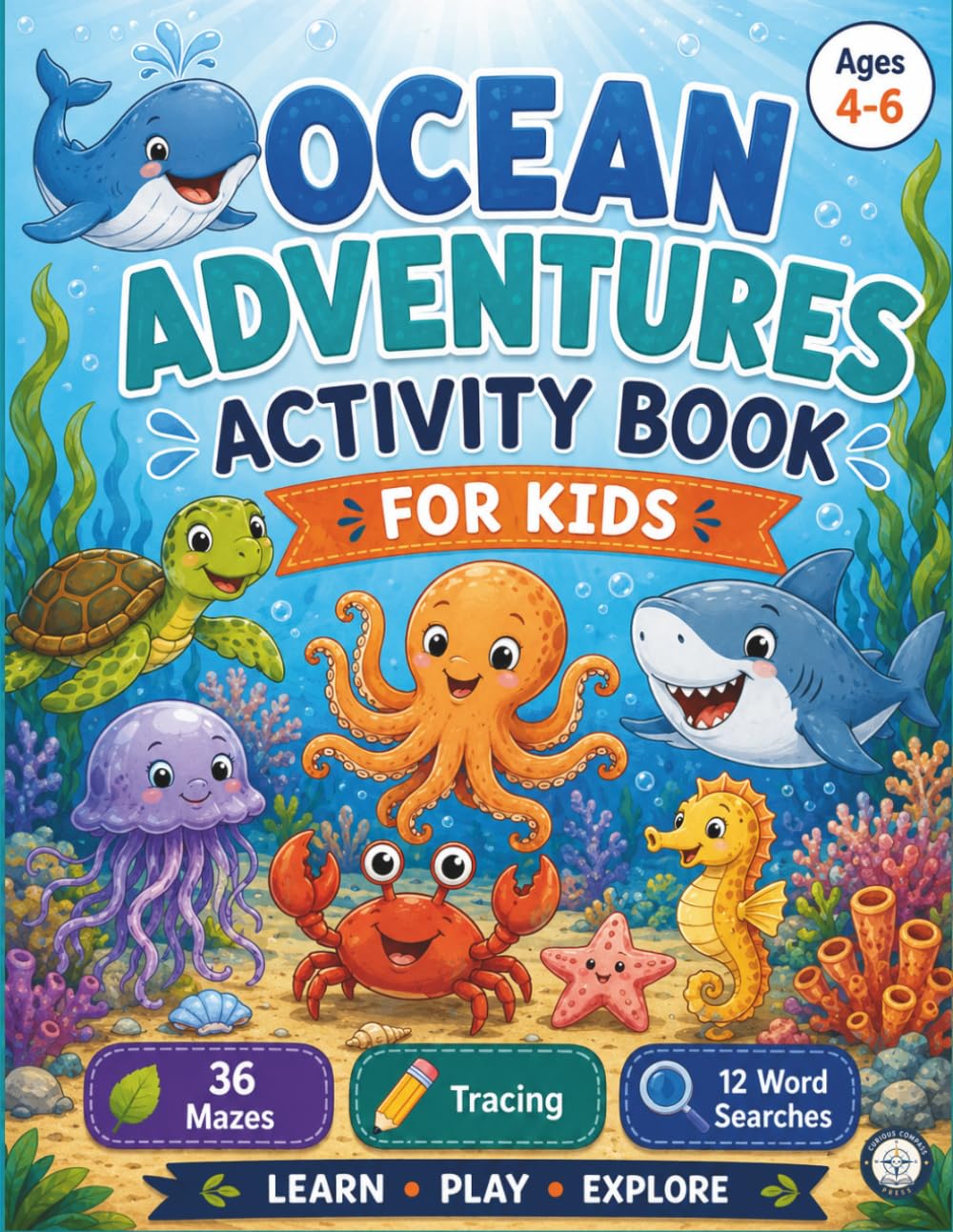 Ocean Adventures Activity Book For Kids: Mazes, Tracing & Word Searches Under the Sea (Kids Discovery Activity Books)