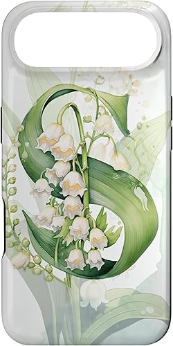 Vista 73 de Funda para iPhone 12/12 Pro Lovely Lily of The Valley Letra S May Birthday Case