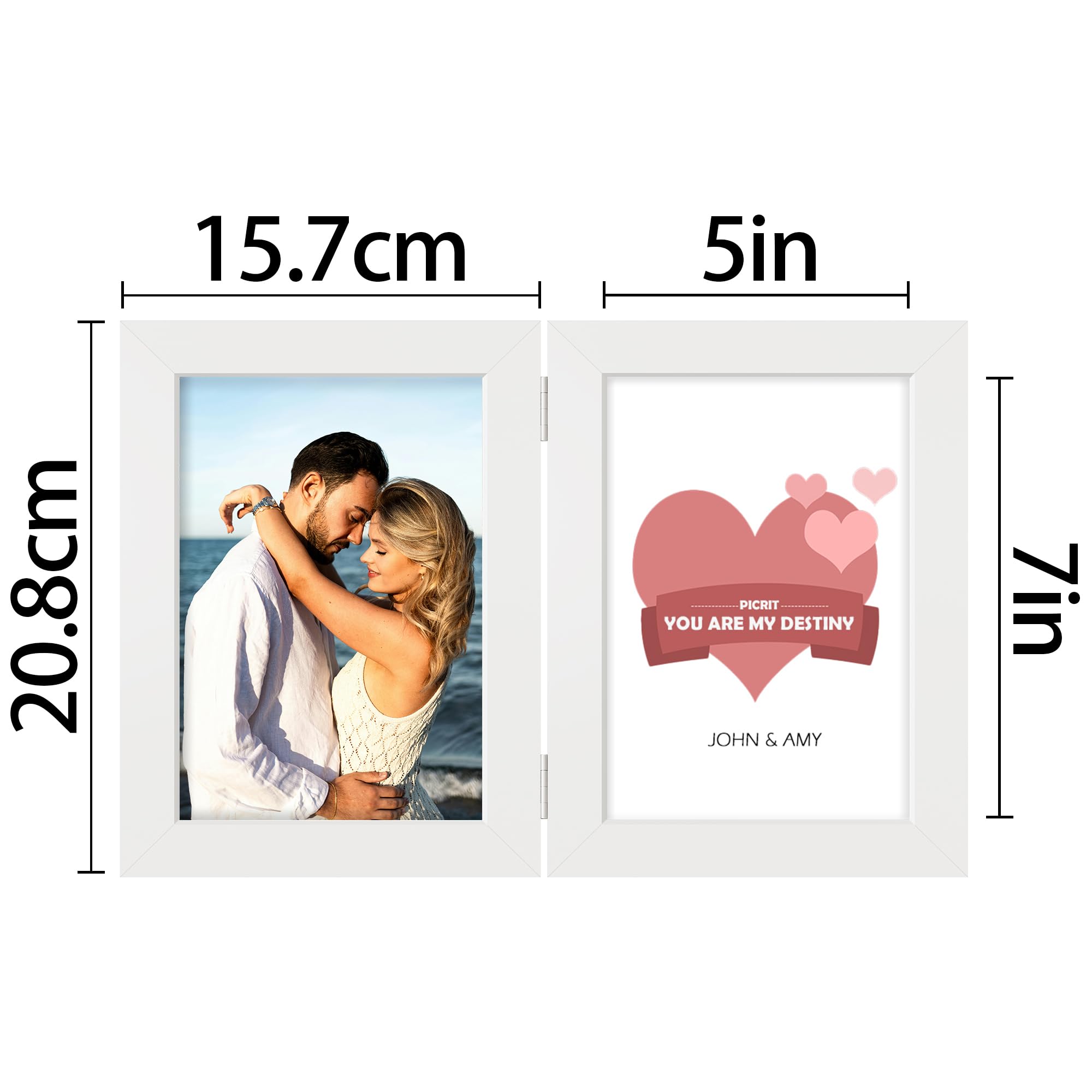 Snapklik.com : Picrit Double 5x7 Picture Frame Hinged Folding Photo Frame