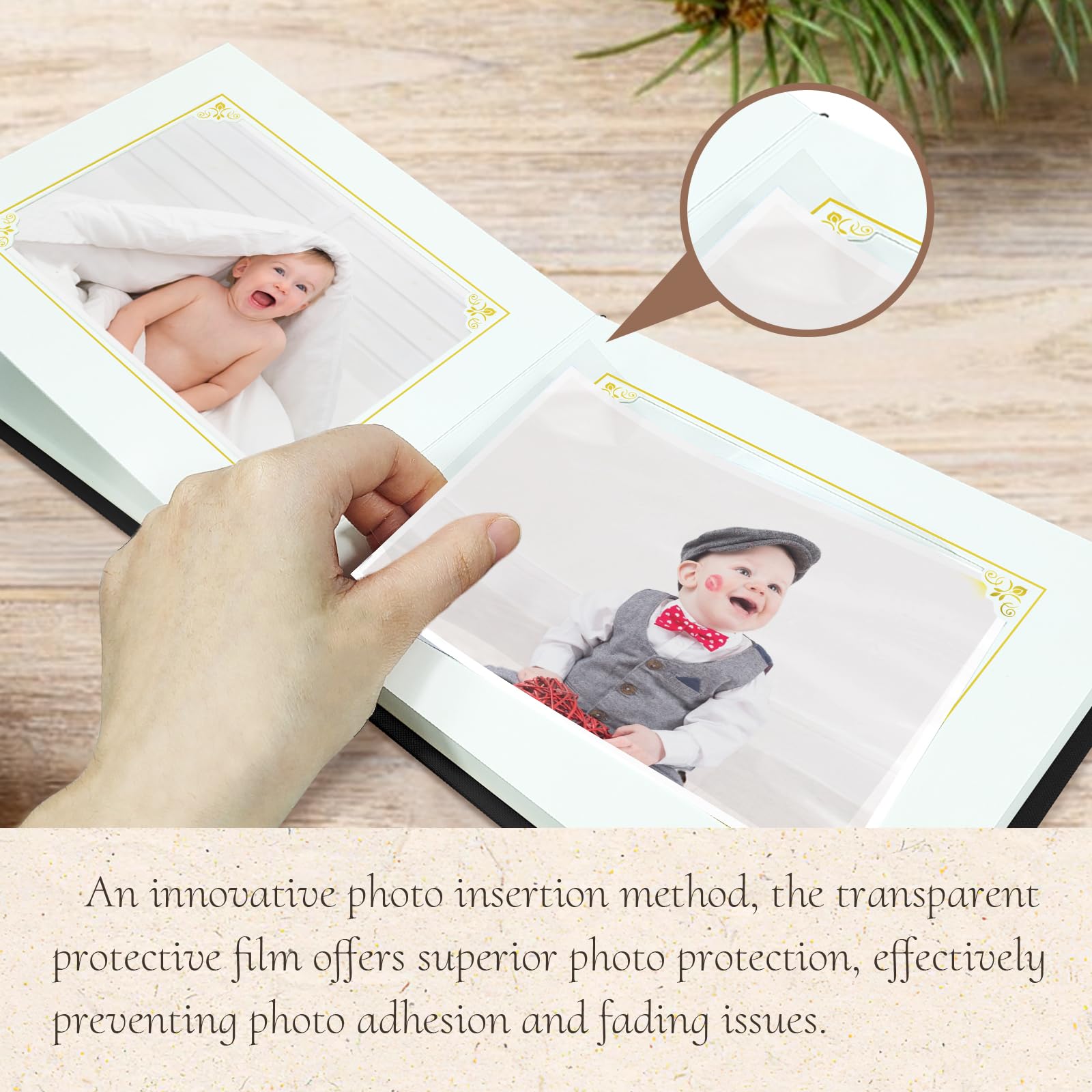 Álbum de fotos pequeño de 4 x 6 pulgadas con espacio para escribir, 20 bolsillos, cubierta de lino, libro de recuerdos, regalo para bodas, familiares y bebés (negro)