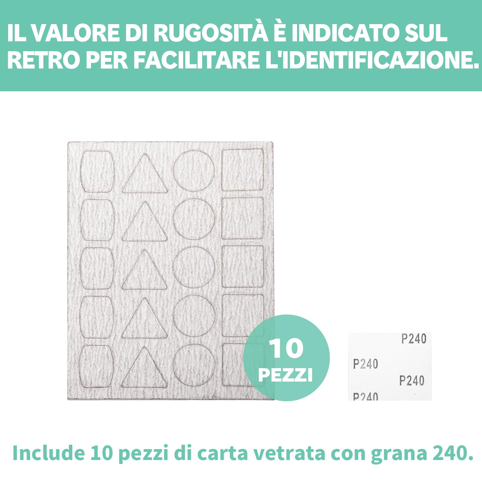 Bucasso Carta abrasiva per levigatrice a penna PLH-1000, PLH-2000, 180/240/400/800/1000 Grane Ciascuno 10 pezzi con ciascuno 20 tamponi