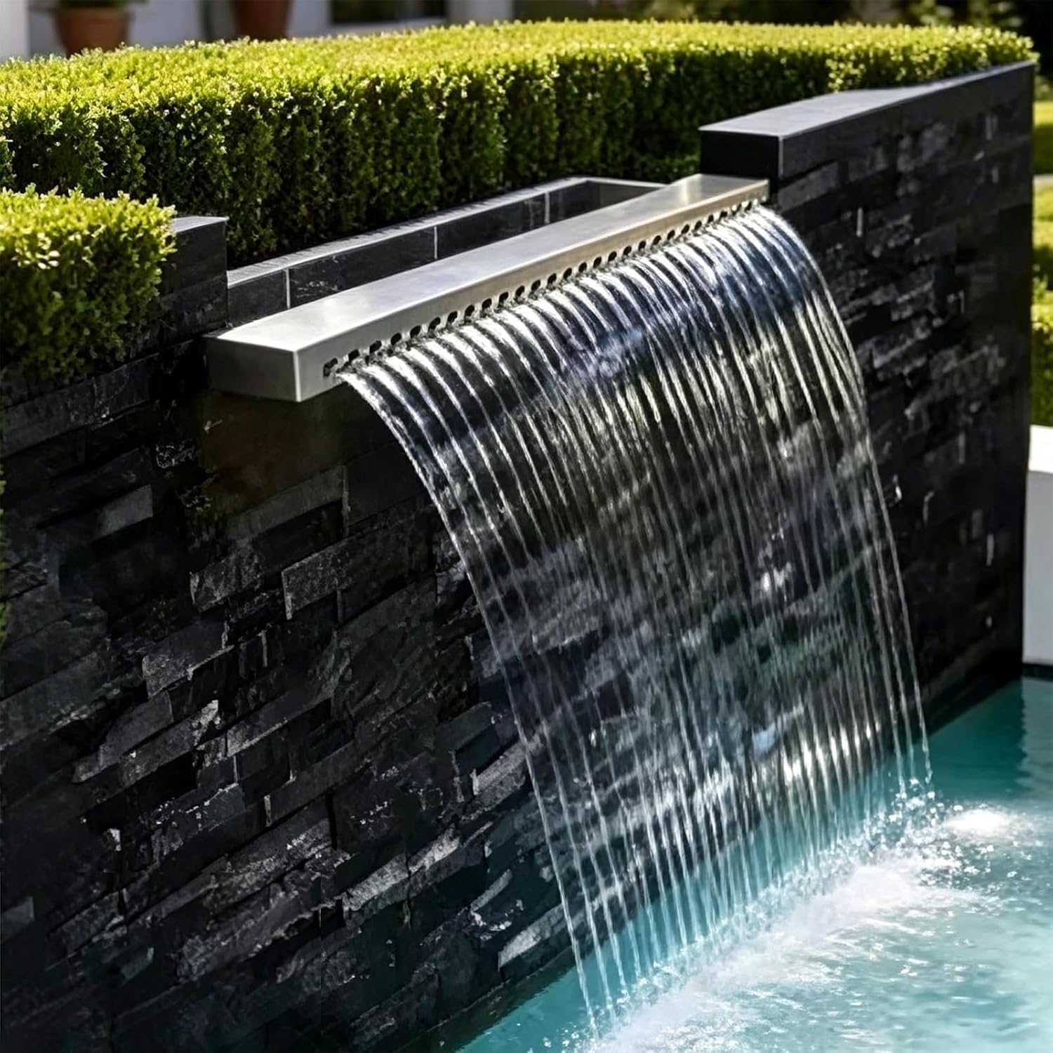 AVLSO Waterfall Outdoor Water Flow Spillway, Pool Water Feature for Garden Patio, Waterfall Outlet Device(155cm/61)