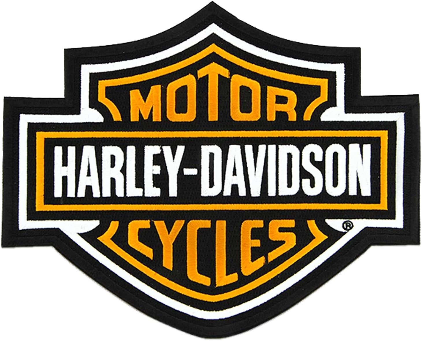 Harley-Davidson 9.25 inch Embroidered Orange Bar &amp; Shield Logo Emblem Patch
