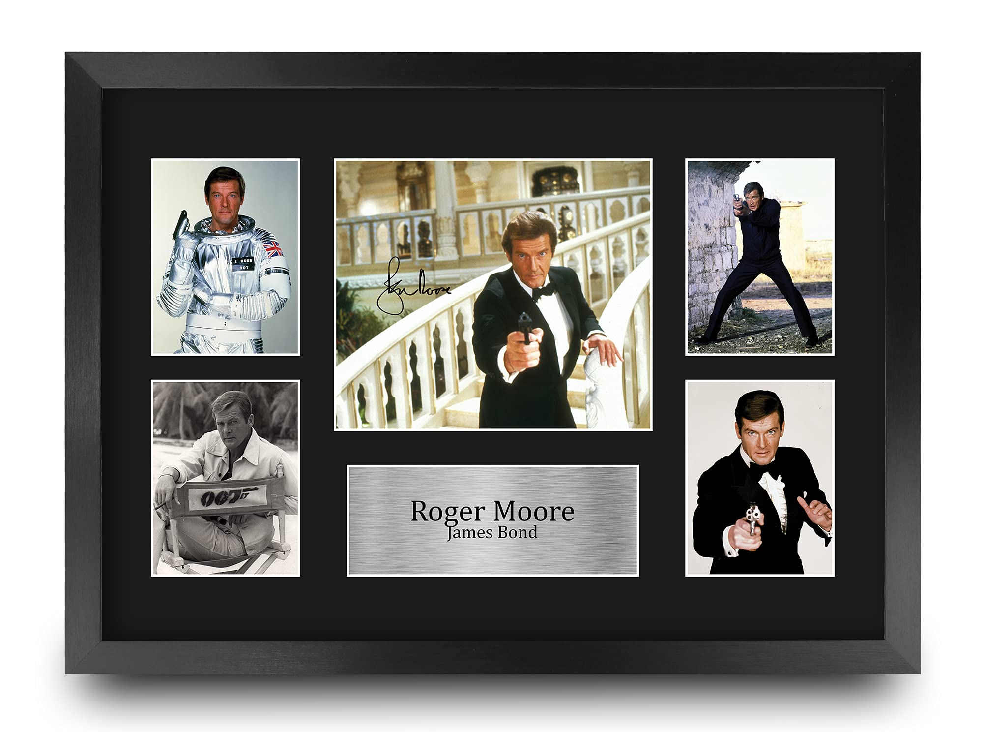 HWC Trading FR A3 Roger Moore James Bond Cadeaux Imprimé Signé Autographe Photo pour les fans de cinéma - A3 Encadré