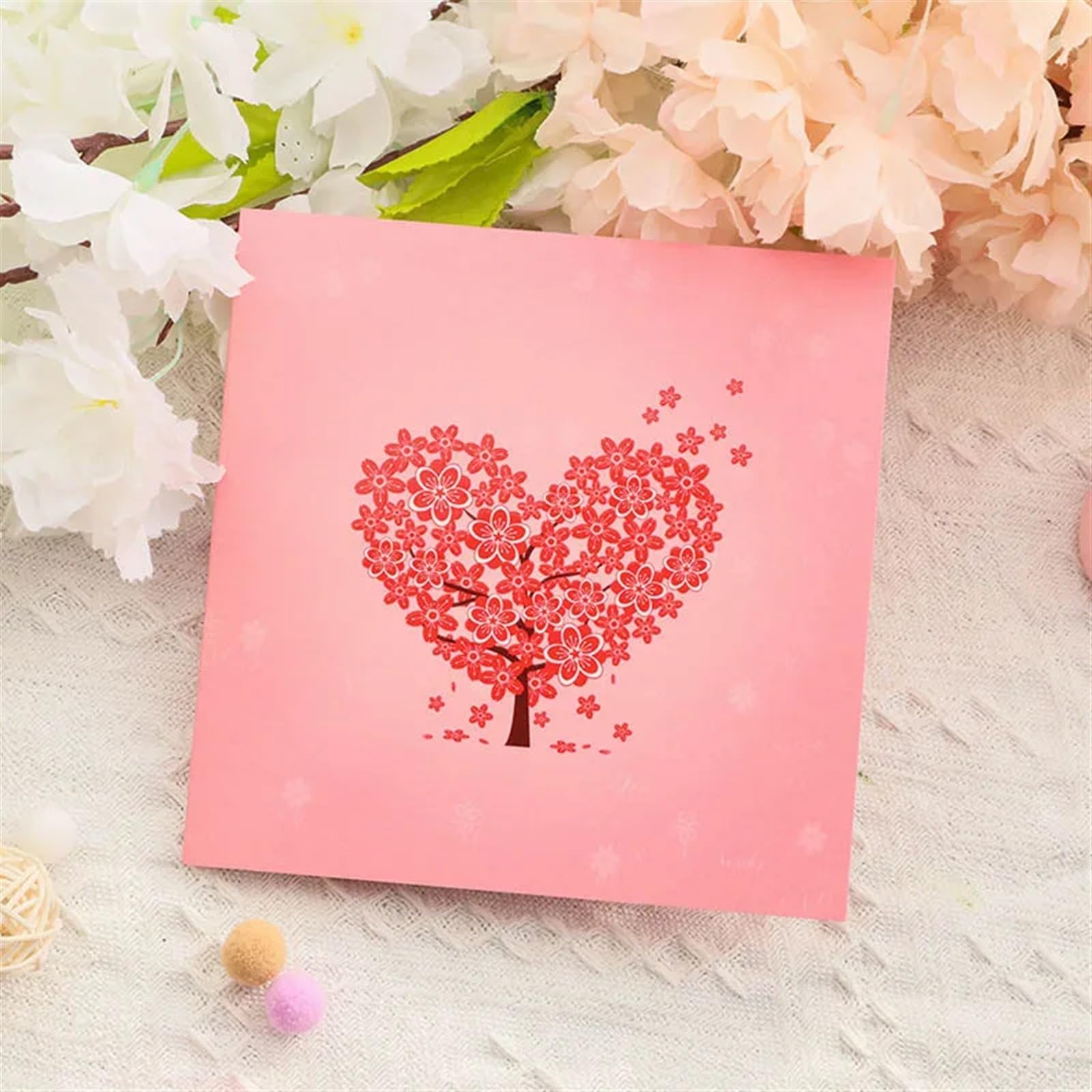 Zaproszenie na ślub Zaproszenia na każdą okazję, 3D Pop Up Love Cherry Tree ślubne z życzeniami 15x15 cm opakowanie 2 sztuki