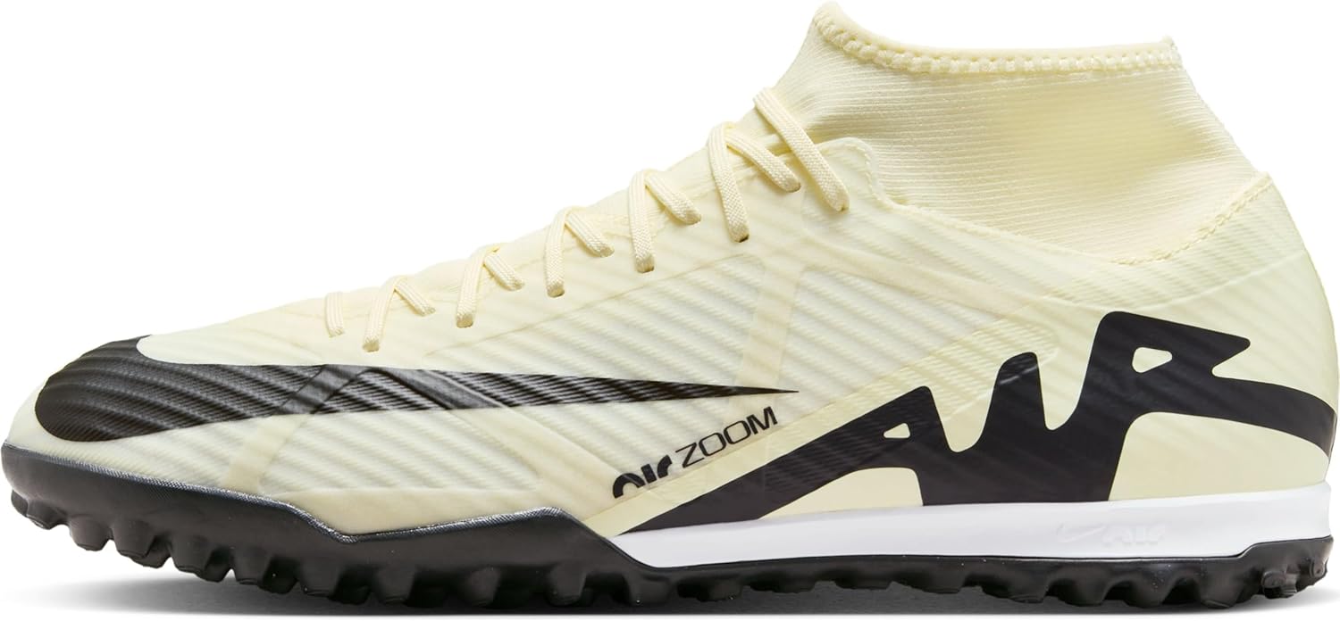 Nike - Brandclub - Nike Mercurial Superfly 9 Academy Turf High-Top Soccer Shoes (DJ5629-700, LEMONADE/BLACK) Size 9