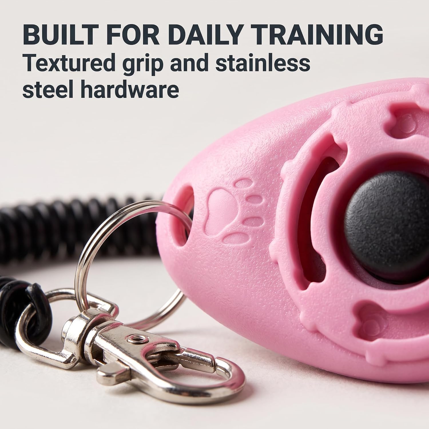 Elzhan 2Pcs Pink Dog Clicker for Training Easy to Use with Button Dog Training A