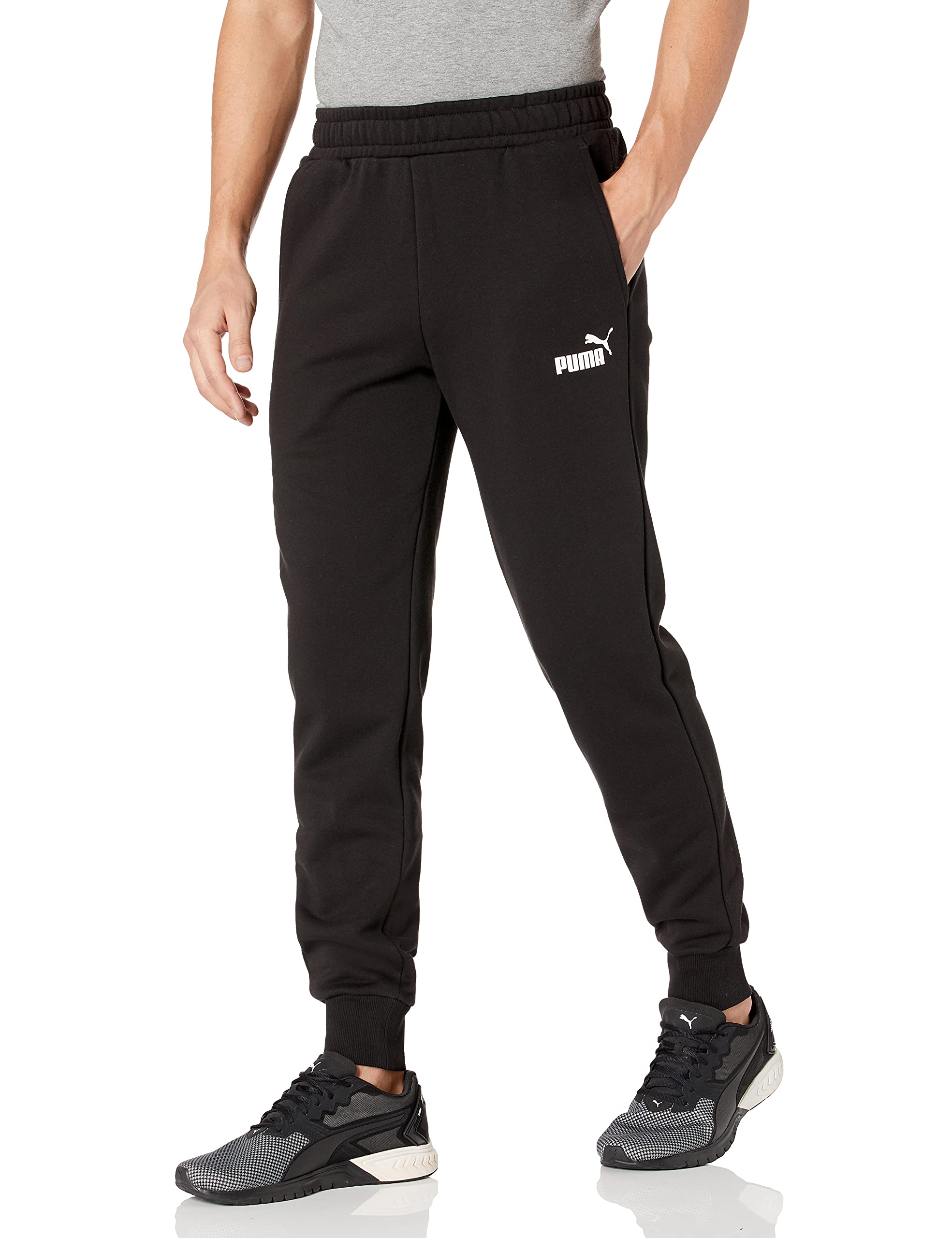 PUMA mens Essentials Slim Fleece Sweatpants, Black, X-Small US