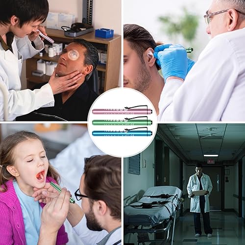 Miniatura 35 de RISEMART Paquete de 3 lámparas para enfermeras, luz médica para enfermeras, con medidor de pupila y regla, luz blanca LED para enfermería