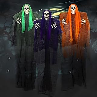 TOSUTO Halloween Hanging Grim Reapers, Pack of 3, 110 x 65 cm, Halloween Hanging Skeleton Ghosts, Grim Reaper Decoration f...