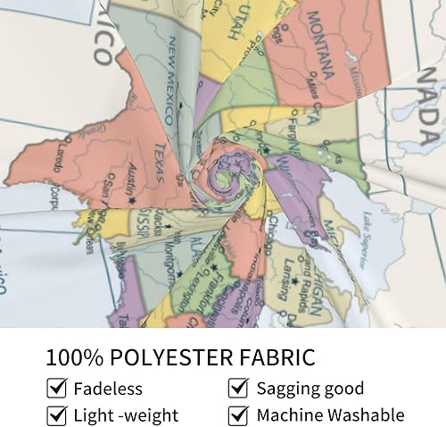 Miniatura 5 de MOUNDHONG Tapiz de mapa americano para colgar en la pared, tapiz de arte retro para pared, tapices de pared grandes para dormitorio, dormitorio