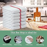 Vista 3 de Trapeador de Bar Raya Roja 4.5 kg 40.6x48.3 Paquete de 60, 100% Algodón Doblemente Cosido Listo para la Ruta Toallas de Cocina Absorbentes Toallas