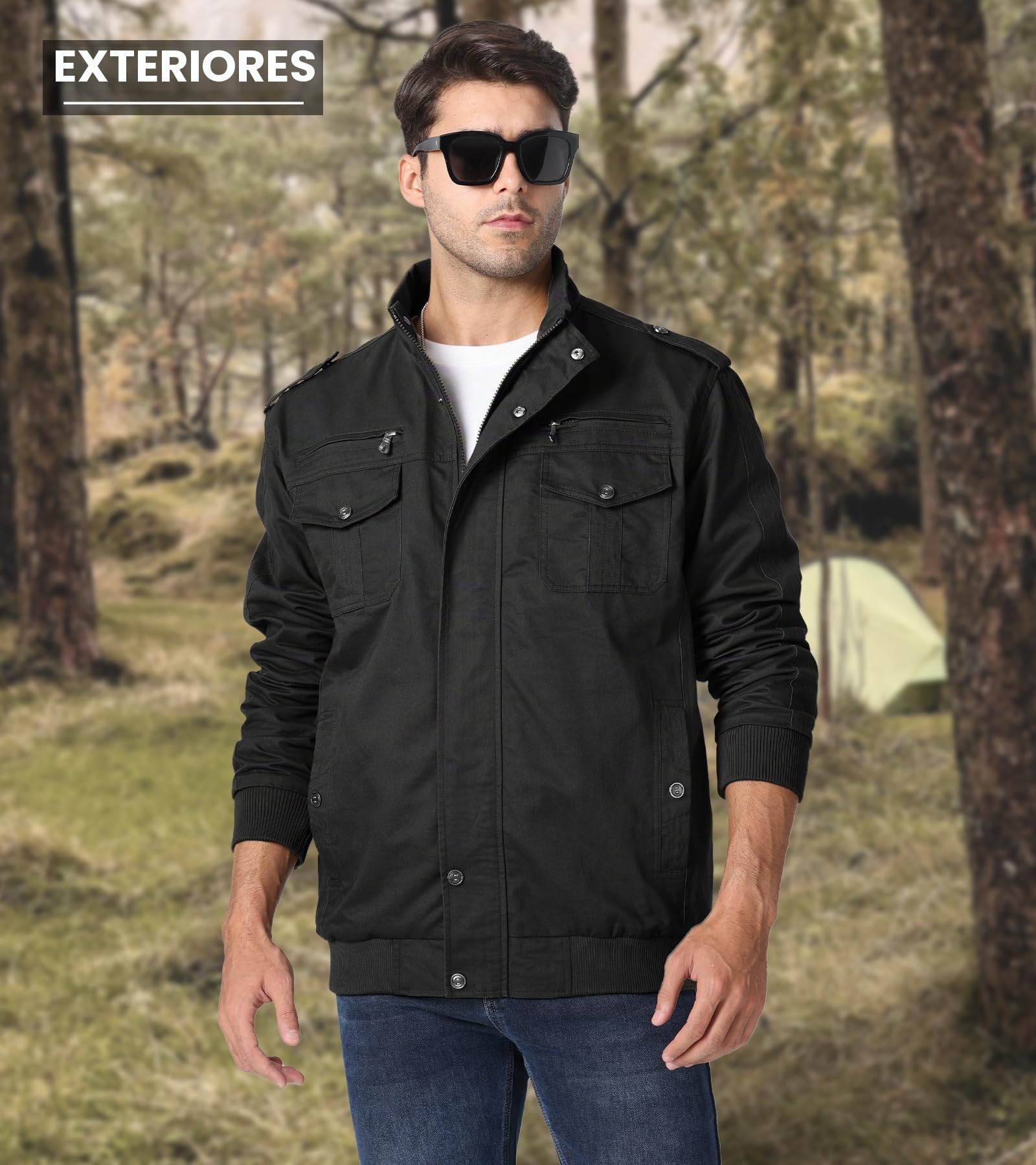 EKLENTSON Chaqueta Militar Casual Algodón Chaqueta para Hombre,Chaqueta de Bomber,Tácticas Invierno Cortavientos Abrigos con Bolsillo Cremallera para Otoño Invierno