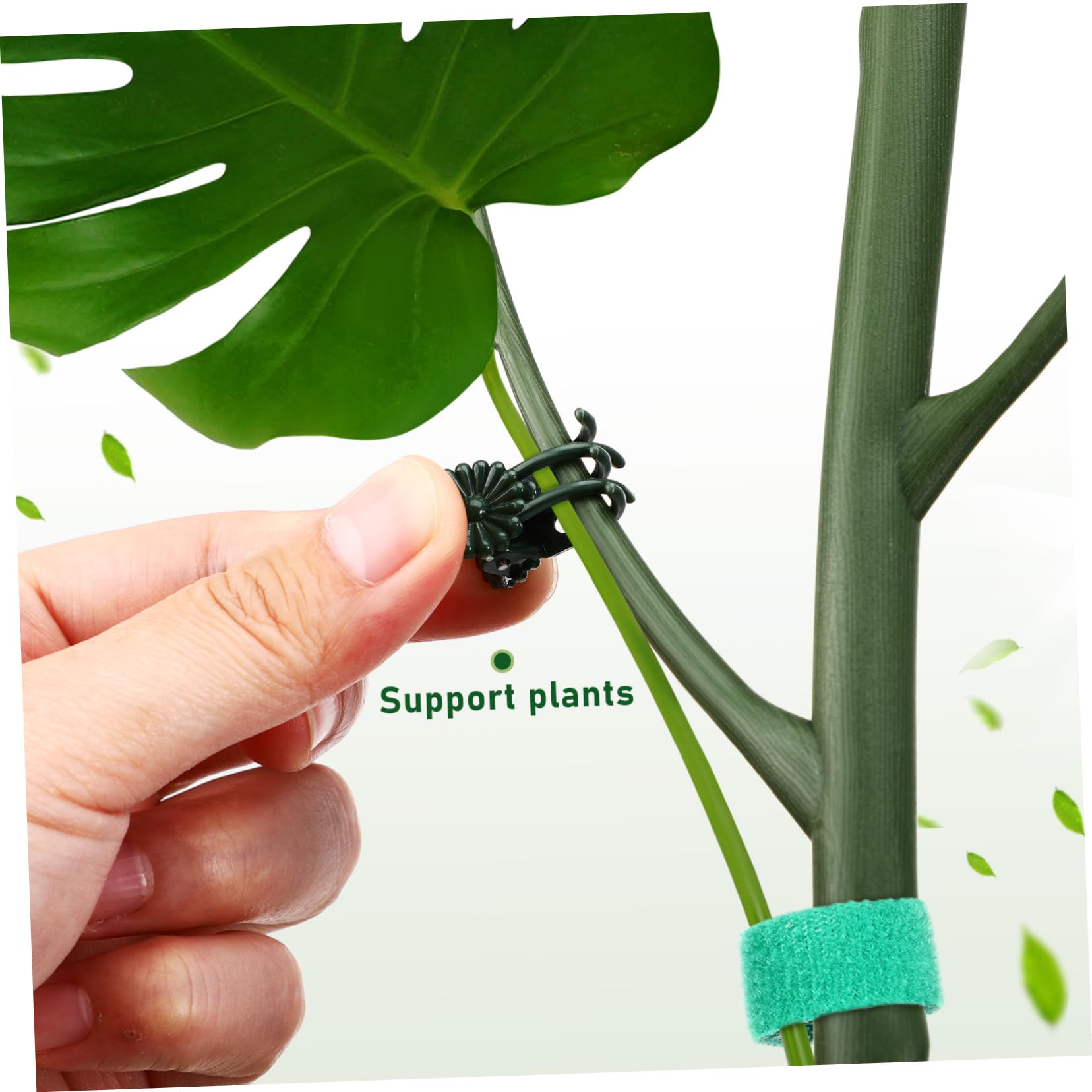 POPETPOP Lot de Supports pour Plantes Grimpantes, Tuteurs Verts en Plastique, Clips à Fleurs et Liens, pour Jardin et Intérieur