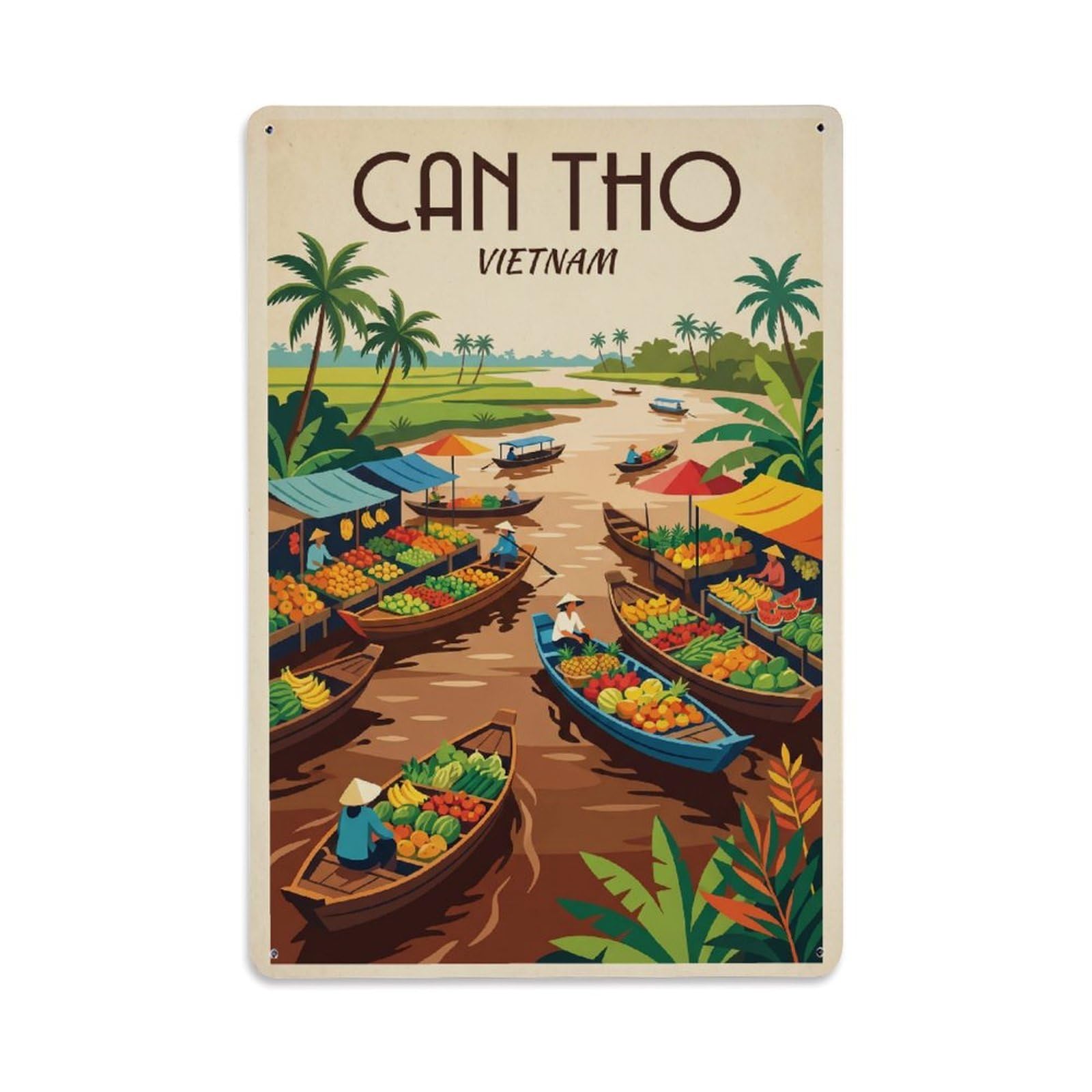 Fqcyn Style Metal Tin Sign Travel Vietnam Can Tho Retro