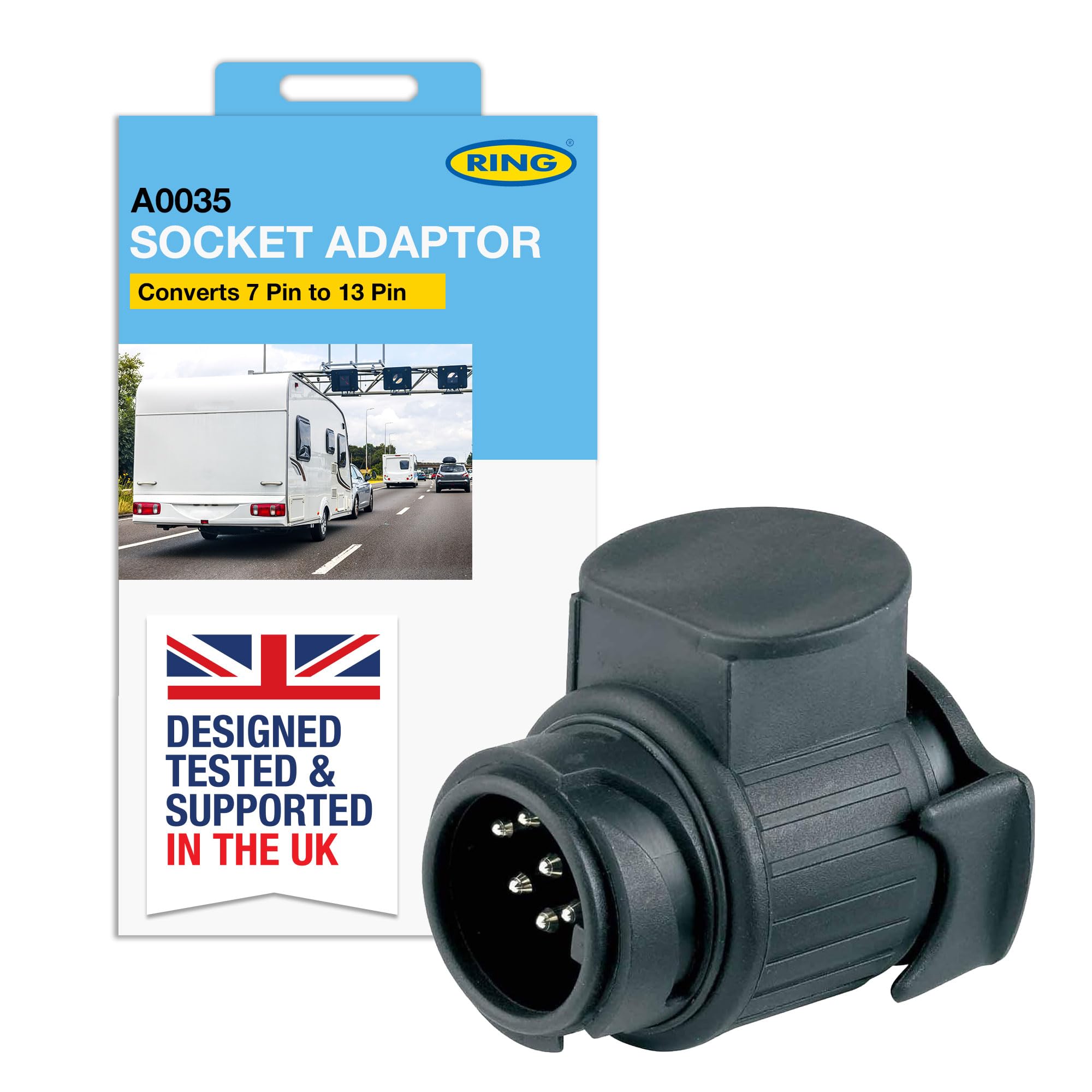 RING 13 Pin Socket to 12N 7 Pin Plug Adaptor - 12V Exterior Lighting Only