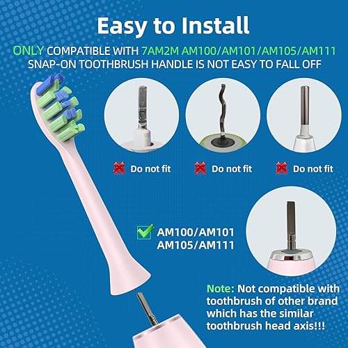 Miniatura 10 de Toolsy 10 cabezales de repuesto compatibles con cepillo de dientes eléctrico 7am2m AM101AM105, 10 unidades (blanco)