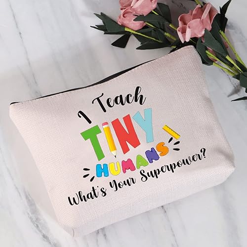 Miniatura 2 de Bolsa de maquillaje para profesores, regalos para profesores de preescolar, enseño a pequeños seres humanos Cuál es tu superpoder Bolsa para